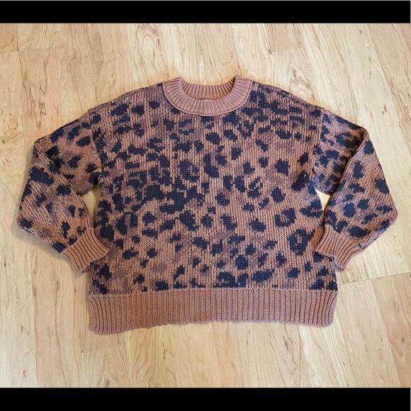 Aerie cheetah/leopard print heavy knit sweater - Picture 1 of 3